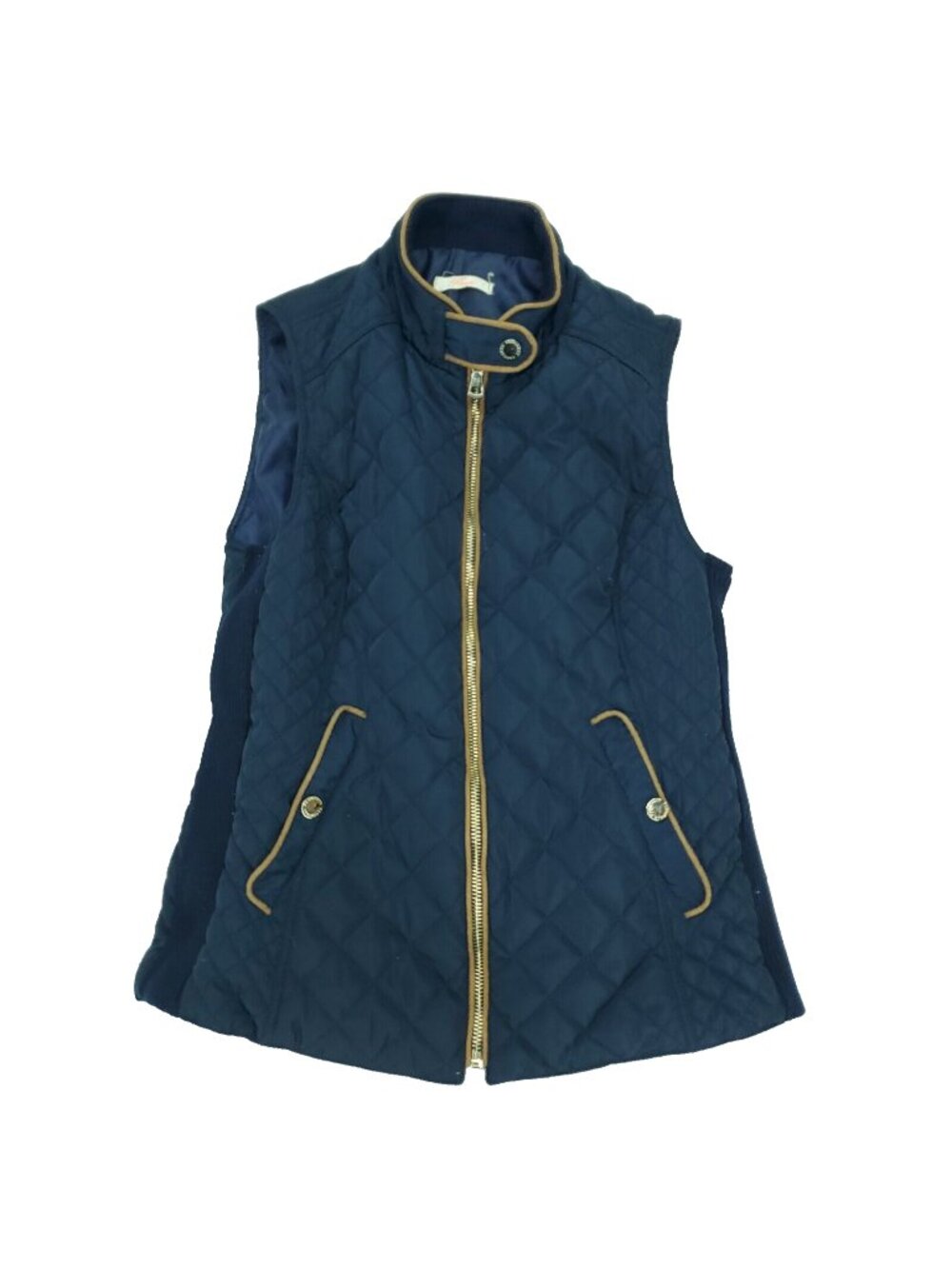 Rosette Vest Womens Approx. Small Blue Quilted Full Zip-Up Pockets Lined Snap